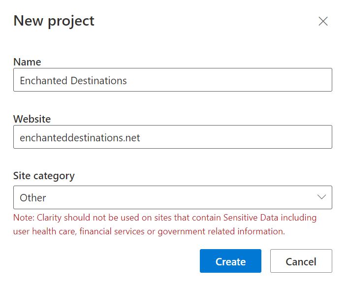 Step 2 Microsoft Clarity Add New Project client