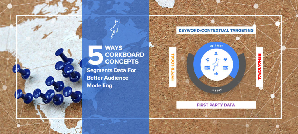 Image a cork board with blue pushpins and a graphic showcasing audience modeling as the 5 Ways CBC Segments Data For Better Audience Modeling blog cover