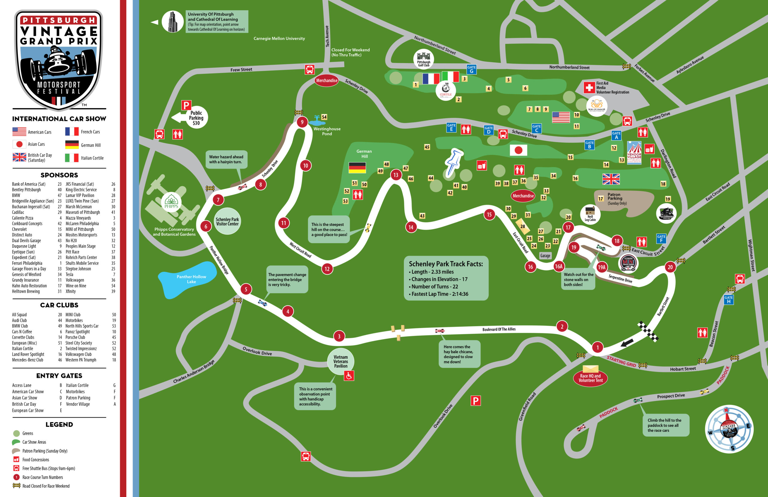 Map of Pittsburgh Vintage Grand Prix