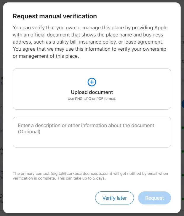 submit proof of ownership