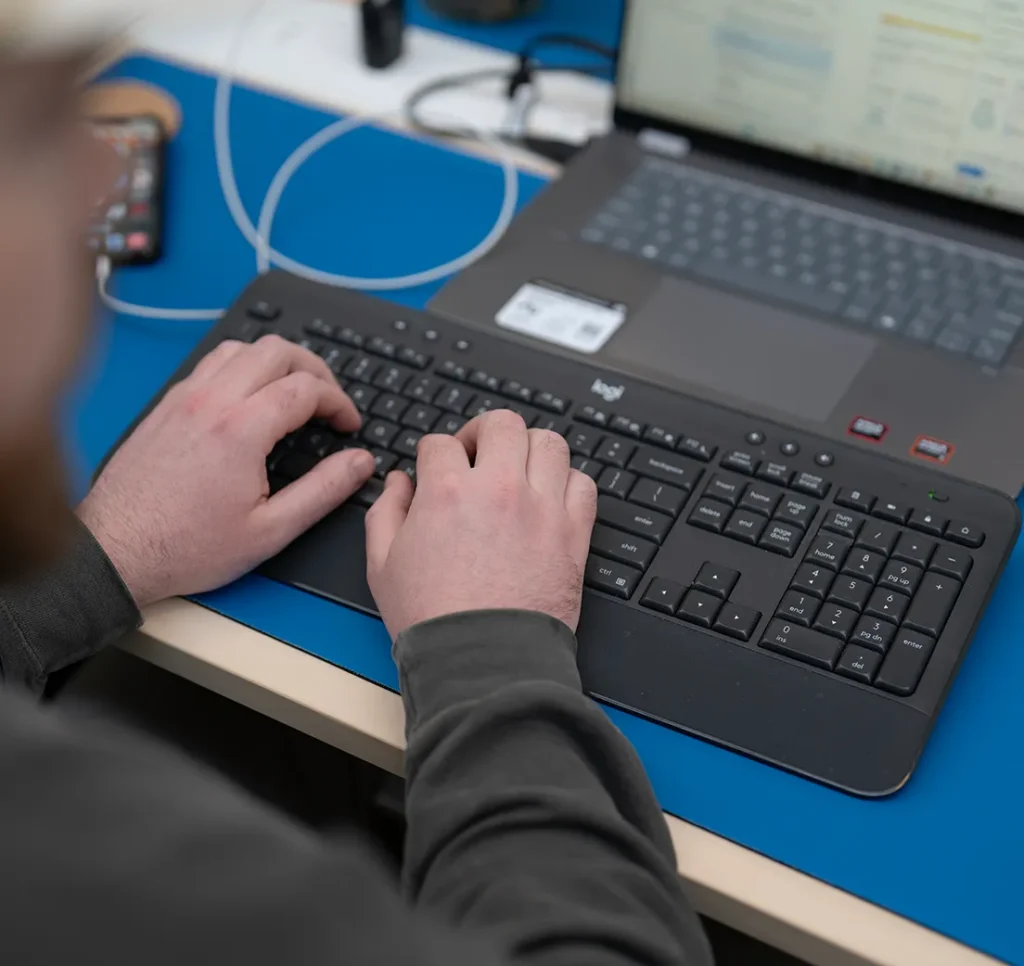 typing on keyboard