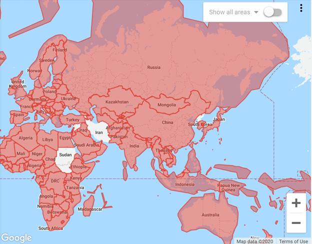 Google Ads Country Exclusion List : Screenshot of Google Ads Negative Location Targeting (Location Exclusions)